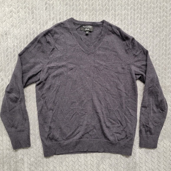 Banana Republic Sweater Mens Size Large Gray Baruffa Merino Wool Pullover Crew - Picture 1 of 9